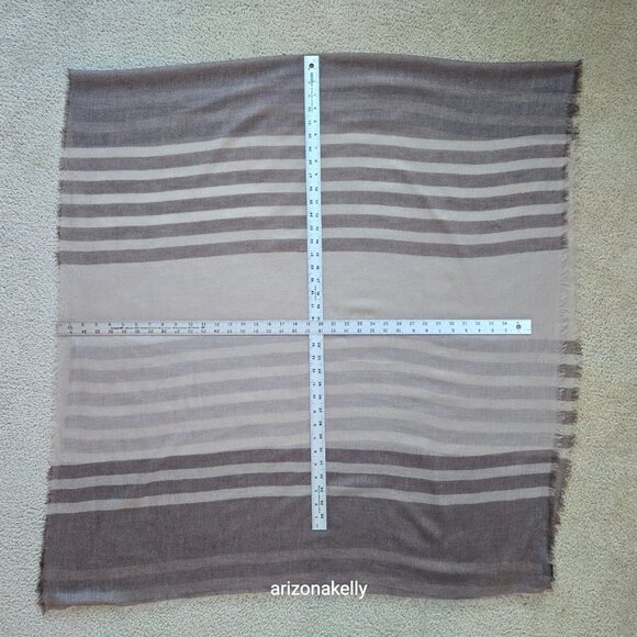 NWOT J. McLaughlin Wool & Cashmere Tissueweight Scarf Brown & Tan Stripe - Picture 13 of 13